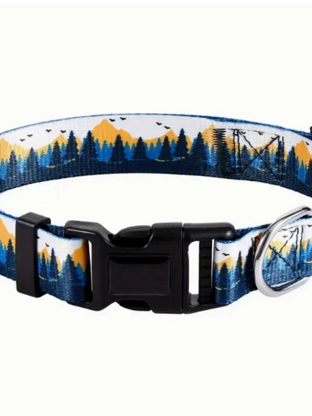 Serene Mountain Quick Release D Ring Dog Collar Small Blue Yellow Gift Packaged